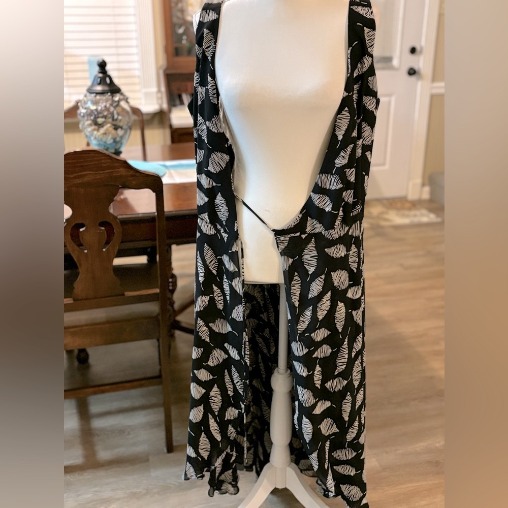 Mario Balthazar Black & Cream Sleeveless Full Wrap Dress Size 10 - Picture 8 of 12